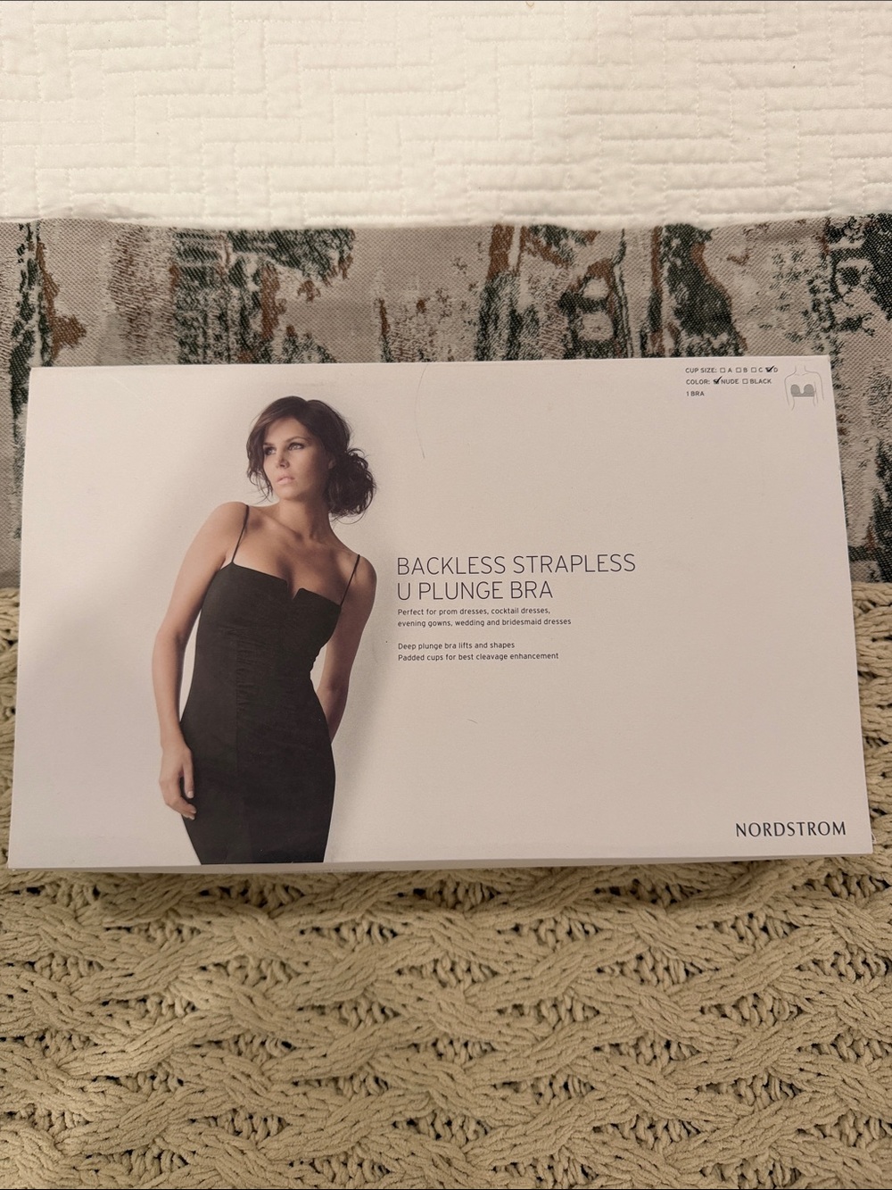Nordstrom Black Backless Strapless U Plunge Bra - Smooth Padded Cups
